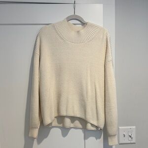Anthropologie Cream Ribbed Turtleneck Sweater